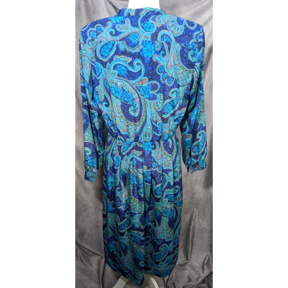 Vintage 80s Willi Of California Blue Paisley Dress - Picture 7 of 7